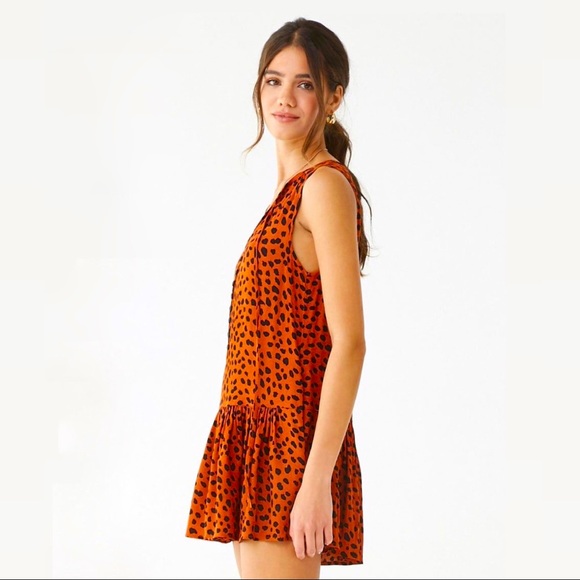 Forever21 Rust Cheetah Animal Print Romper Size S, Button Down | Black Dot Print - Picture 2 of 8